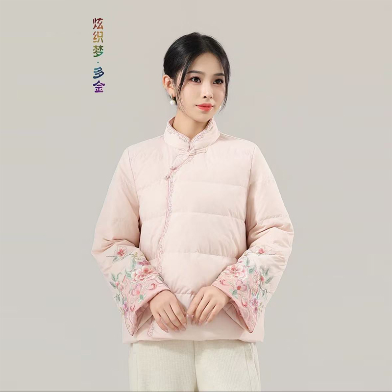 2025冬季新款炫织梦羽绒服民族风女装重工刺绣白鸭绒外套中式国风