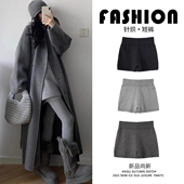 短裤 外穿辣妹外穿靴裤 女2025新款 秋冬针织小个子高腰显瘦a字热裤