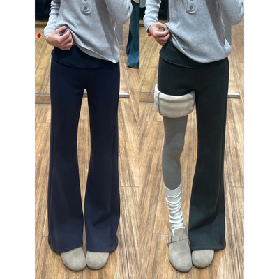 加厚微喇裤女羊羔绒运动喇叭裤