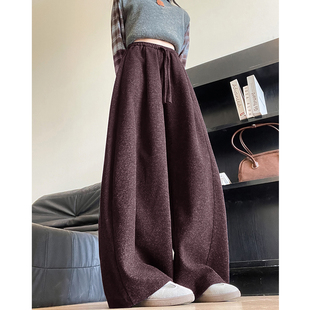 高腰休闲小个子毛呢弯刀香蕉裤 阔腿裤 直筒镰刀裤 2025新款 女春秋季