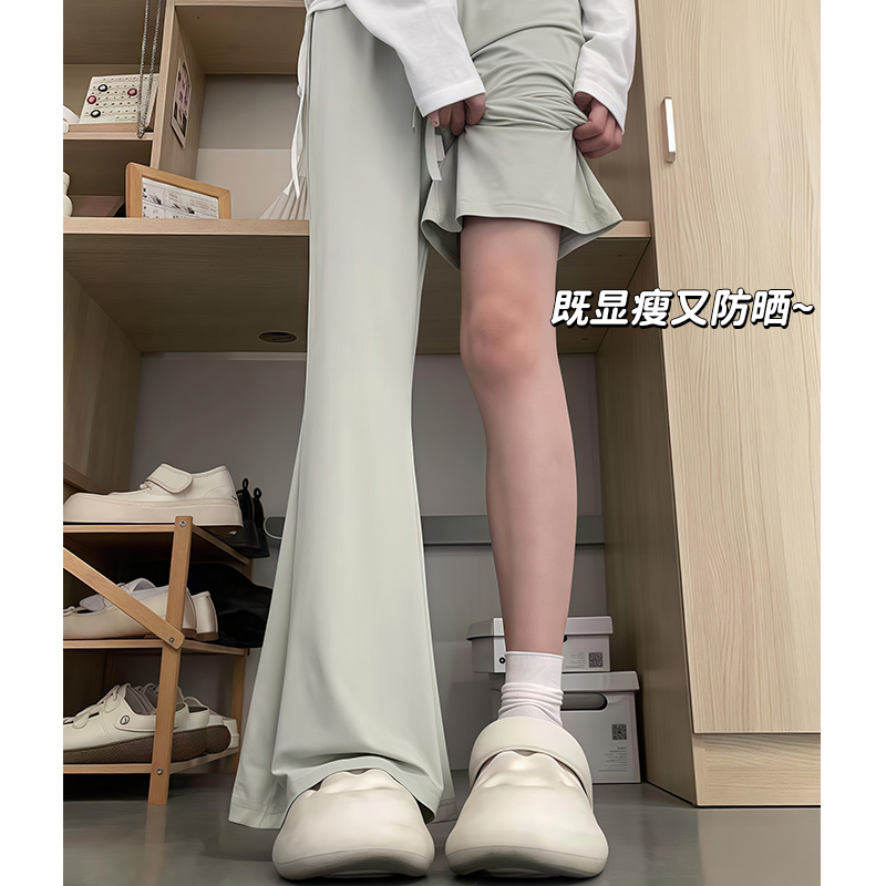 冰丝防晒阔腿卫裤高腰休闲喇叭裤