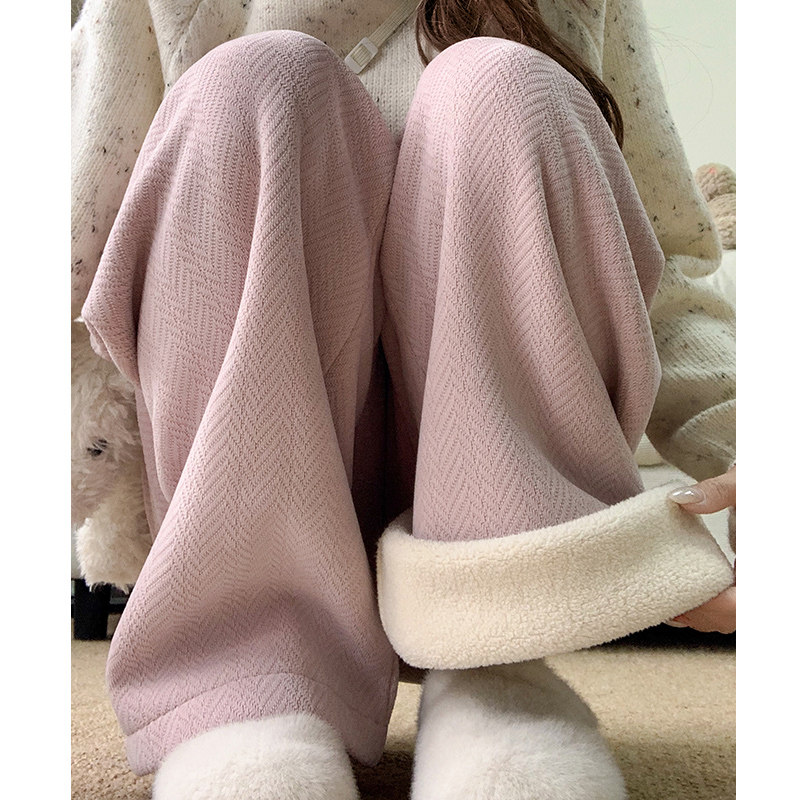 雪尼尔阔腿裤女2025秋冬款高腰宽松慵懒风直筒裤人字纹休闲针织裤,女装/女士精品,休闲裤,淘宝优惠券,粉丝福利购,淘宝优惠卷