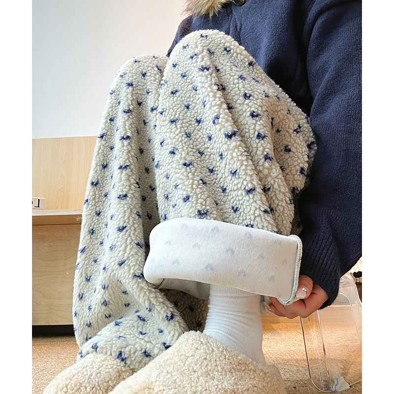 波点针织糯米裤2025新款女高腰显