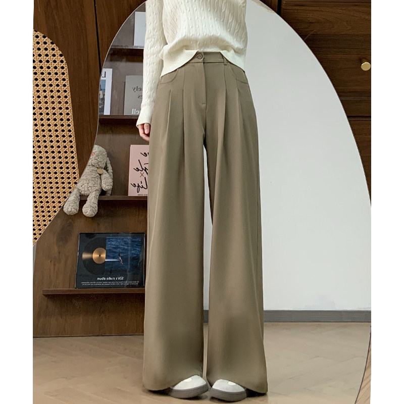 高级感西装阔腿裤女2026新款早春秋高腰垂感小个子宽松休闲直筒裤,女装/女士精品,休闲裤,淘宝优惠券,粉丝福利购,淘宝优惠卷