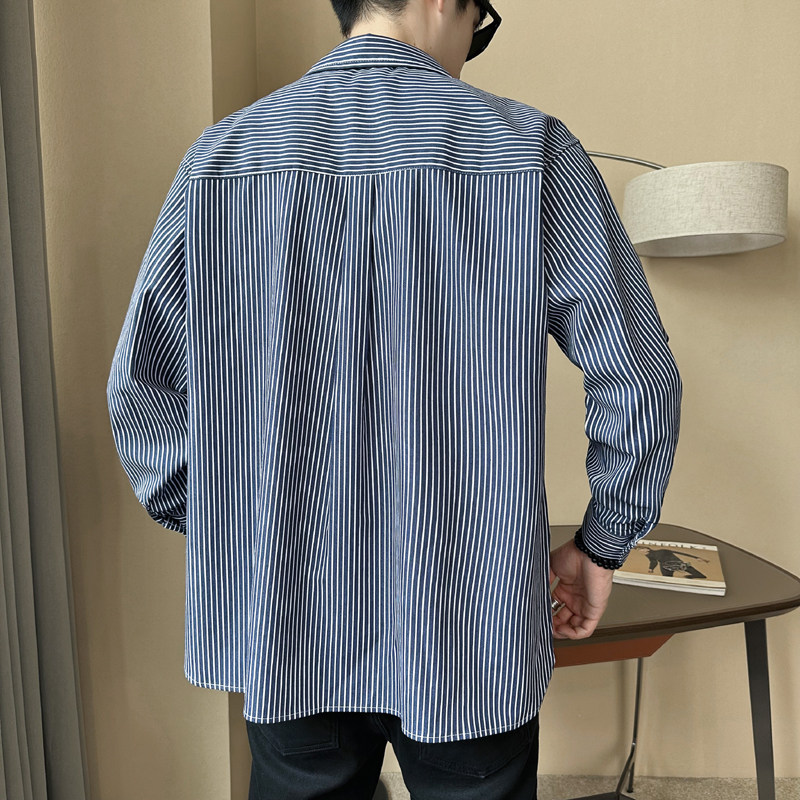 100棉2025秋装新款纯棉条纹长袖衬衫男装衬衣CS007-P55,男装衬衫,电商D236（原A051）