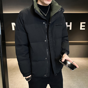 肌理感加厚立领羽绒服男装玉米格冬装外套YR791-P180图片