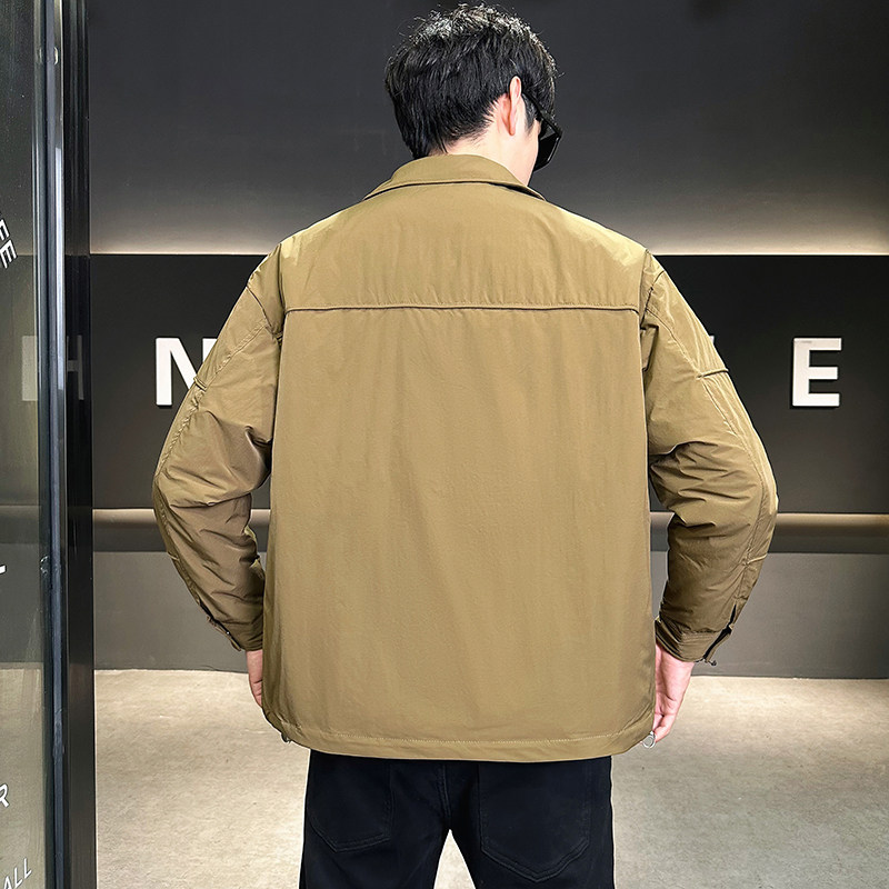 白鸭绒羽绒服男翻领纯色帅休闲百搭外套潮流YR800-P200,男装羽绒服,电商D236（原A051）