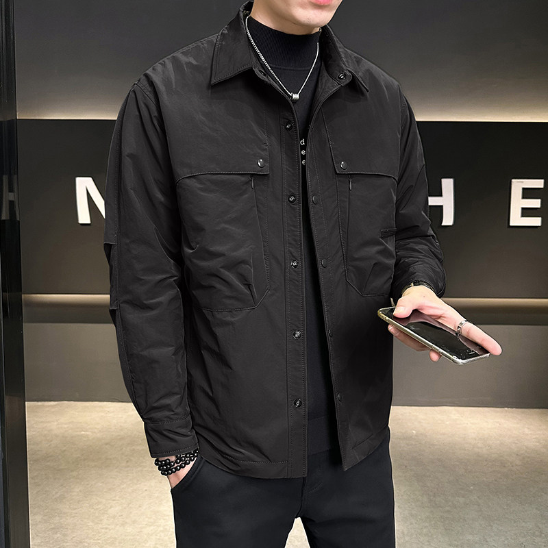 抖音~二棉夹克男装加棉加厚外套冬装轻薄棉服男JK2296-P125,男装夹克,电商D236（原A051）