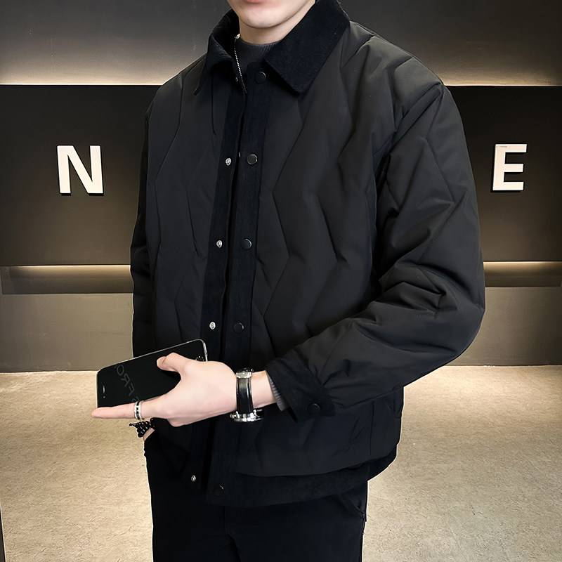 秋冬拼接假两件二棉夹克棉服绗线短款棉衣外套男2392-P115图片