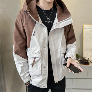 户外拼接撞色连帽工装外套冲锋衣夹克男 JK022-P115图片