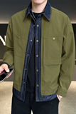 牛仔拼接假两件翻领夹克男潮牌设计感百搭外套JK2290-P110，男装夹克，电商D236（原A051）
