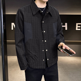 男士泡泡纱拼色夹克翻领立体裁休闲透气衬衫外套JK2288-P80，男装夹克，电商D236（原A051）