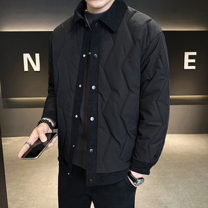 秋冬拼接假两件二棉夹克棉服绗线短款棉衣外套男2392-P115图片