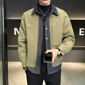 加棉加厚牛仔拼接外套男装二棉夹克JK2299-P130,牛仔外套穿搭秋冬图片