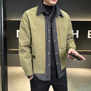 加棉加厚牛仔拼接外套男装二棉夹克JK2299-P130图片