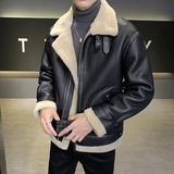 皮毛一体外套男冬季加绒加厚男士机车皮夹克9233-P210，男装夹克，电商D236（原A051）