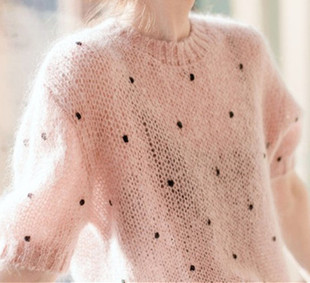 马海毛毛衣女薄款 海马针织衫 外套头2026新款 秋天上衣 镂空网红爆款