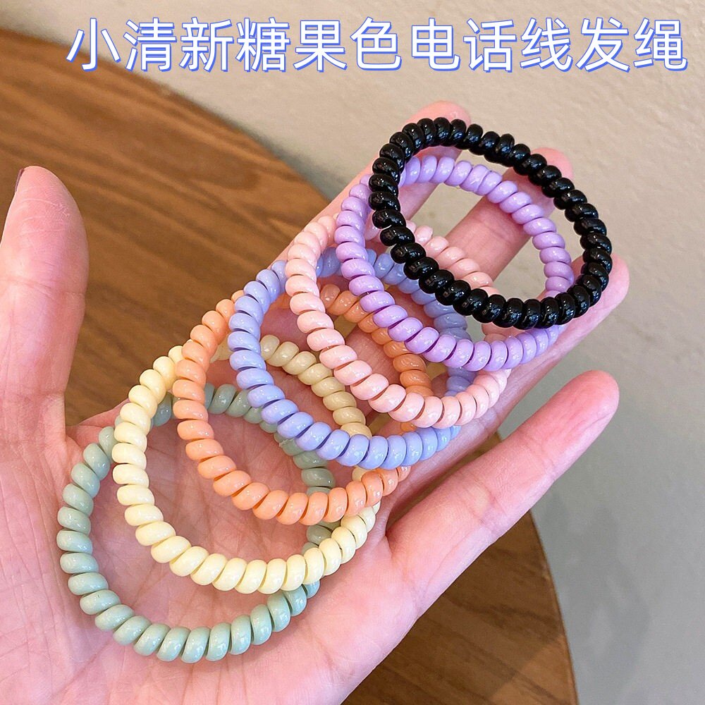 糖果色电话线发绳小清新头绳发圈