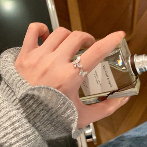 开口蝴蝶戒指双蝴蝶戒指女