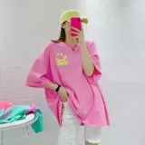 Очень большая летняя длинная тонкая футболка для отдыха, большой размер, средней длины, в корейском стиле, короткий рукав