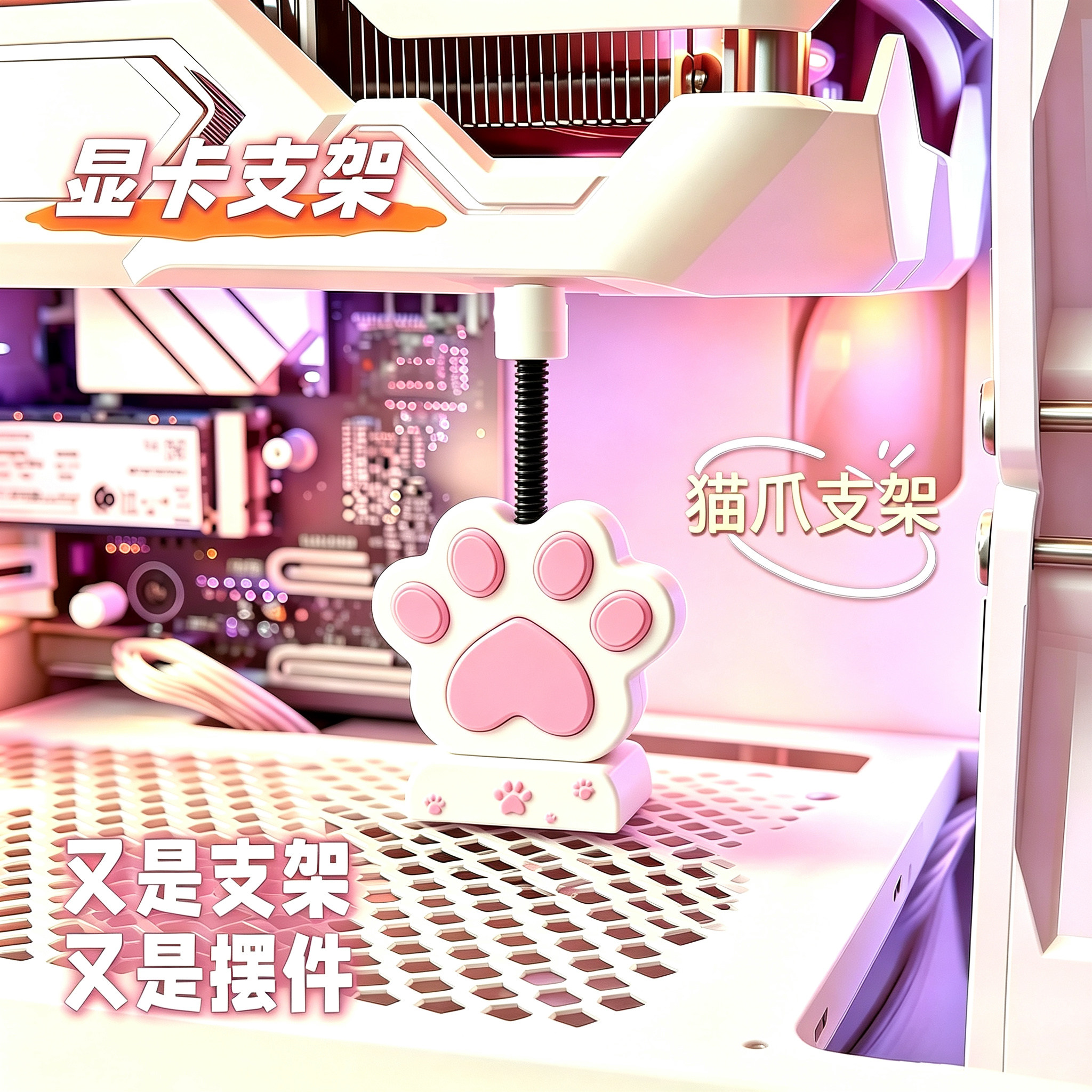 猫爪支架 创意显卡支架手办支撑架显卡装饰摆件海景房机箱支架图片