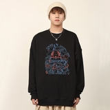 新款秋季卫衣男ins宽松潮流百搭秋冬款灰色圆领W004P35加绒P40，男装卫衣，星座414A-1（原B215-1）