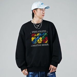 新款秋季卫衣男ins宽松潮流百搭秋冬款灰色圆领1801 P35 加绒图片