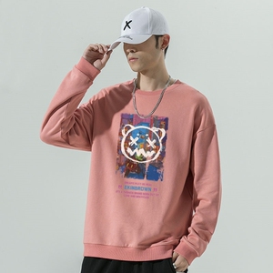 新款秋季卫衣男ins宽松潮流百搭秋冬款灰色圆领W177 P35 加绒图片
