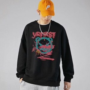 新款秋季卫衣男ins宽松潮流百搭秋冬款灰色圆领W188 P35 加绒图片
