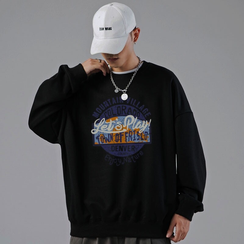 新款秋季卫衣男ins宽松潮流百搭秋冬款灰色圆领W178P35加绒,男装卫衣,星座414A-1（原B215-1）