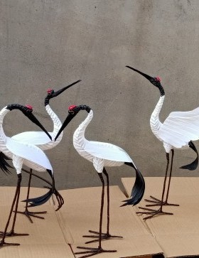 仿棕草编鹤纸藤手工仙鹤摆件装饰客厅简约动物现代时尚创意