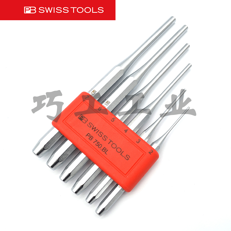 PB SWISS TOOL瑞士特殊合金钢八棱手柄铆钉裸双销式圆柱冲750系列
