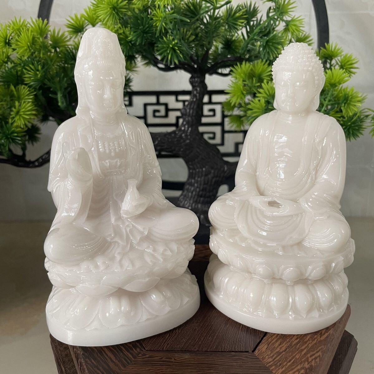 大日如来佛像天然和田玉白玉摆件自在观音佛玉石雕刻镇宅礼品收藏