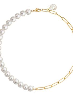 雅缤925银天然珍珠项链女士