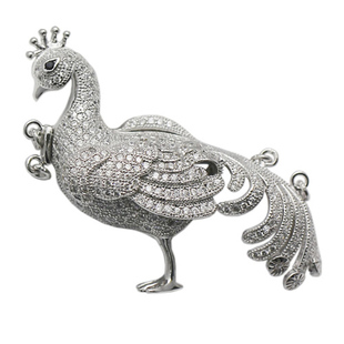 s925纯银凤凰女士珍珠项链扣diy饰品配件双层半成品豪镶锆石银扣