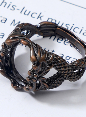 雅缤情侣黄铜古风空托戒指