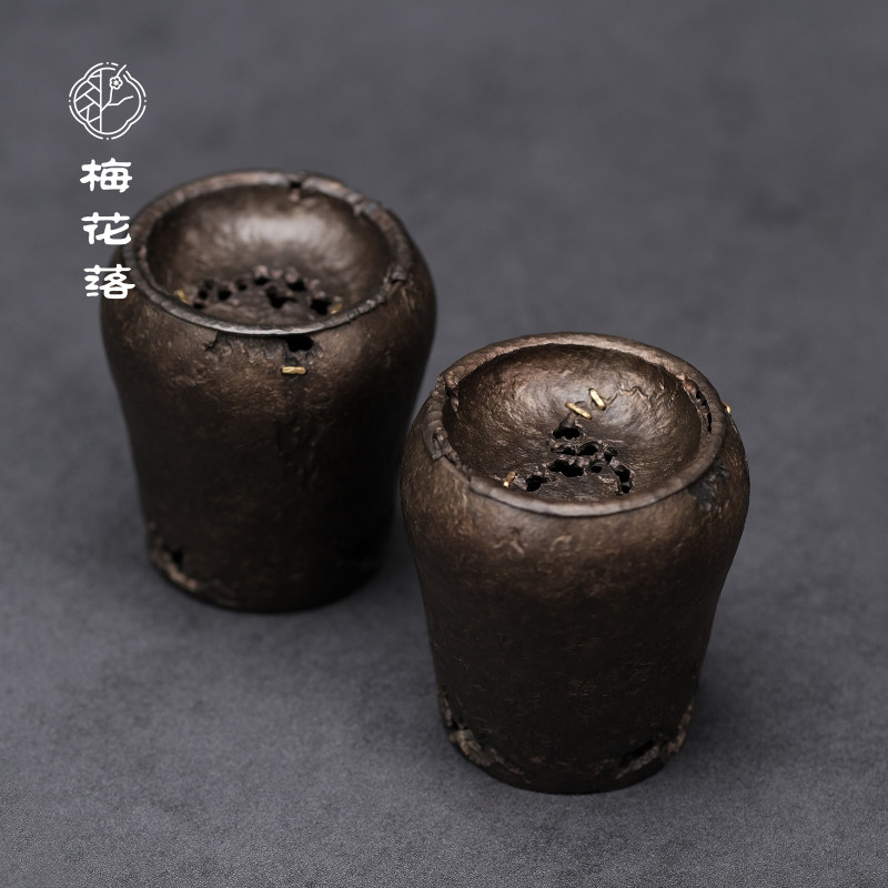 虫噬建水梅花落纯锡手工侘寂风