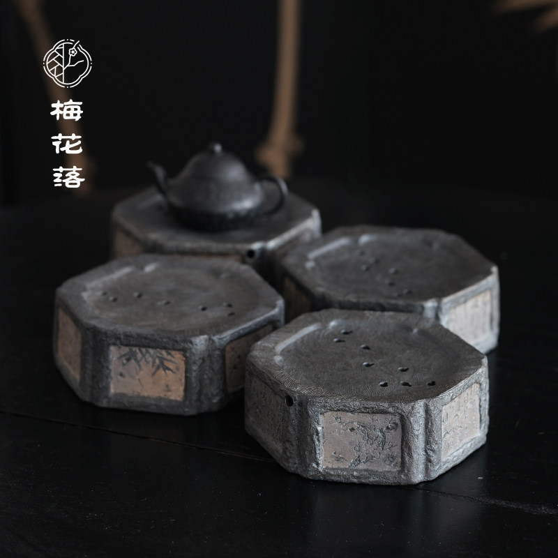 手工诗文茶托梅花落蓄水壶承