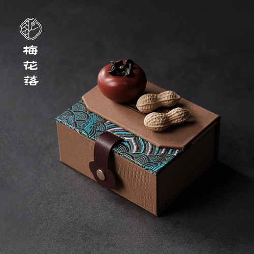 梅花落茶宠摆件紫砂柿子花生送礼