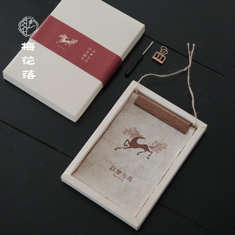 梅花落2026年马年挂历创意亚麻刺绣日历茶室民宿装饰布艺挂画DIY