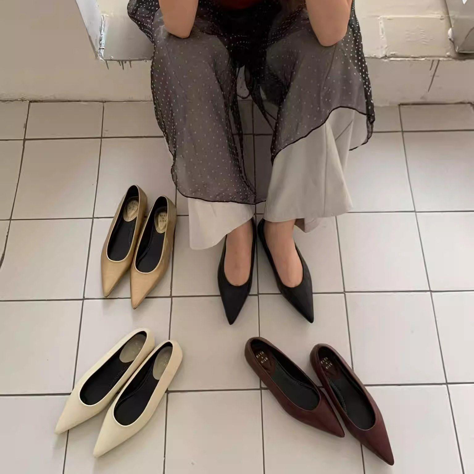 法式风浅口平底单鞋女尖头一脚蹬软皮工作鞋百搭裙子软底孕妇瓢鞋,女鞋,浅口单鞋,淘宝优惠券,粉丝福利购,淘宝优惠卷