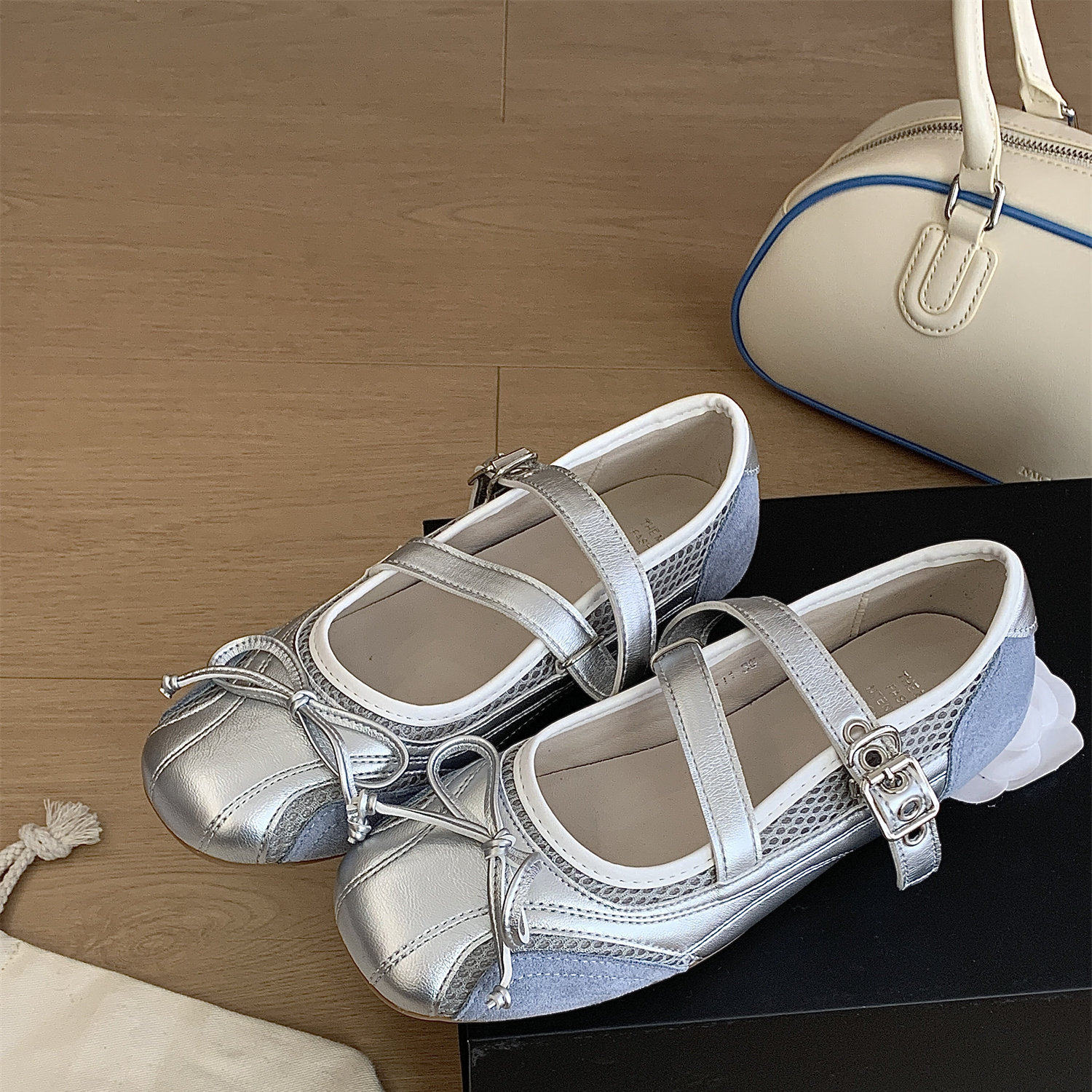 甜美可爱圆头玛丽珍鞋女蝴蝶结平底百搭芭蕾舞鞋软底舒适浅口单鞋