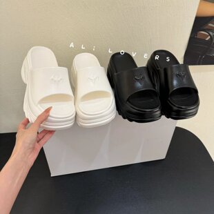 厚底一字拖女夏季 防水个性 超轻凉鞋 子 外穿露趾防滑沙滩凉拖鞋