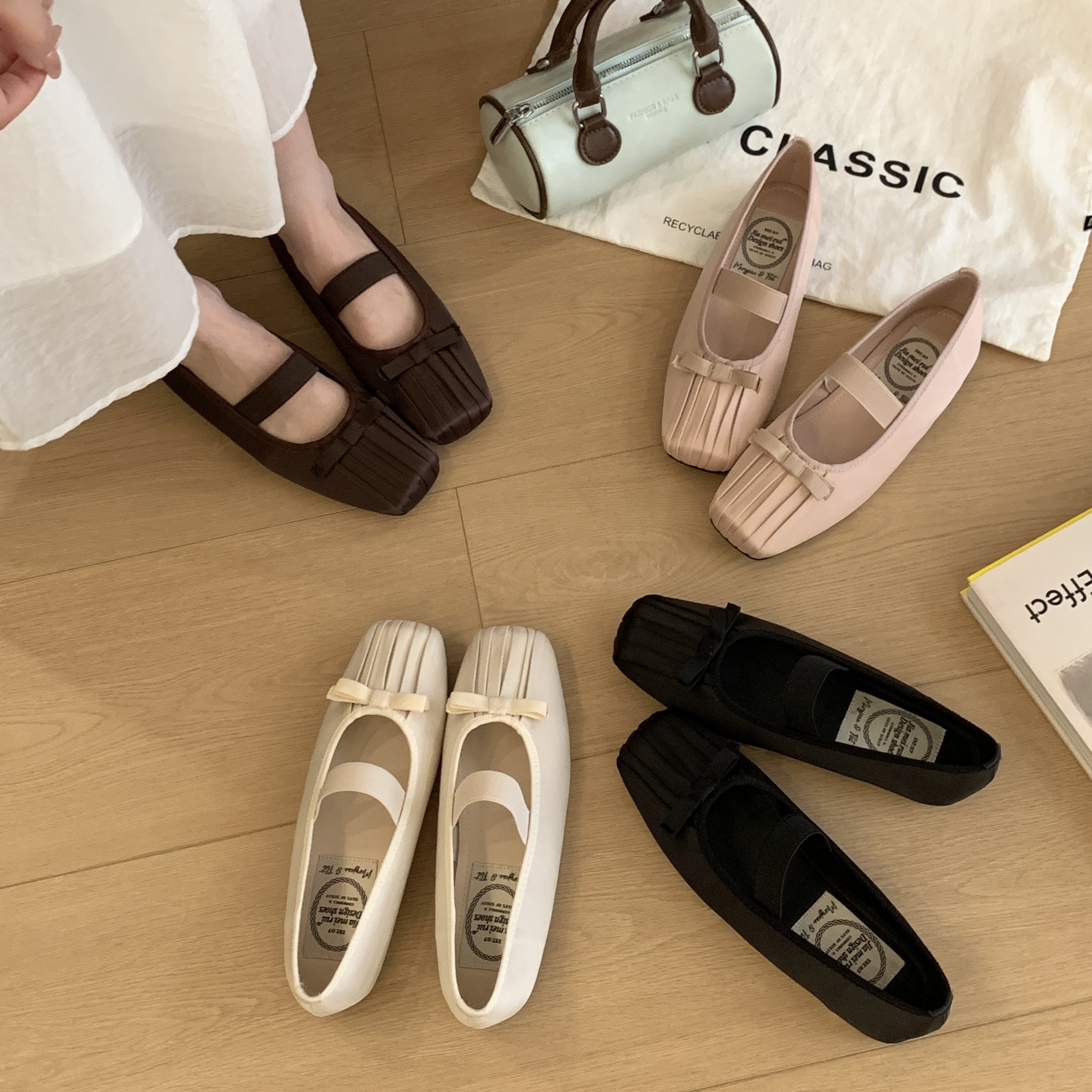 法式方头时尚芭蕾舞鞋女平底蝴蝶结玛丽珍鞋软底百搭裙子晚晚单鞋,女鞋,时尚芭蕾鞋,淘宝优惠券,粉丝福利购,淘宝优惠卷