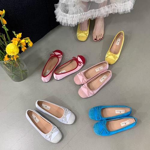 内增高蝴蝶结平跟一脚蹬芭蕾鞋