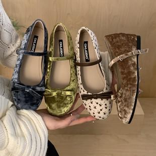 百搭气质一字扣带晚晚鞋 复古风蝴蝶结玛丽珍鞋 森女内增高浅口单鞋