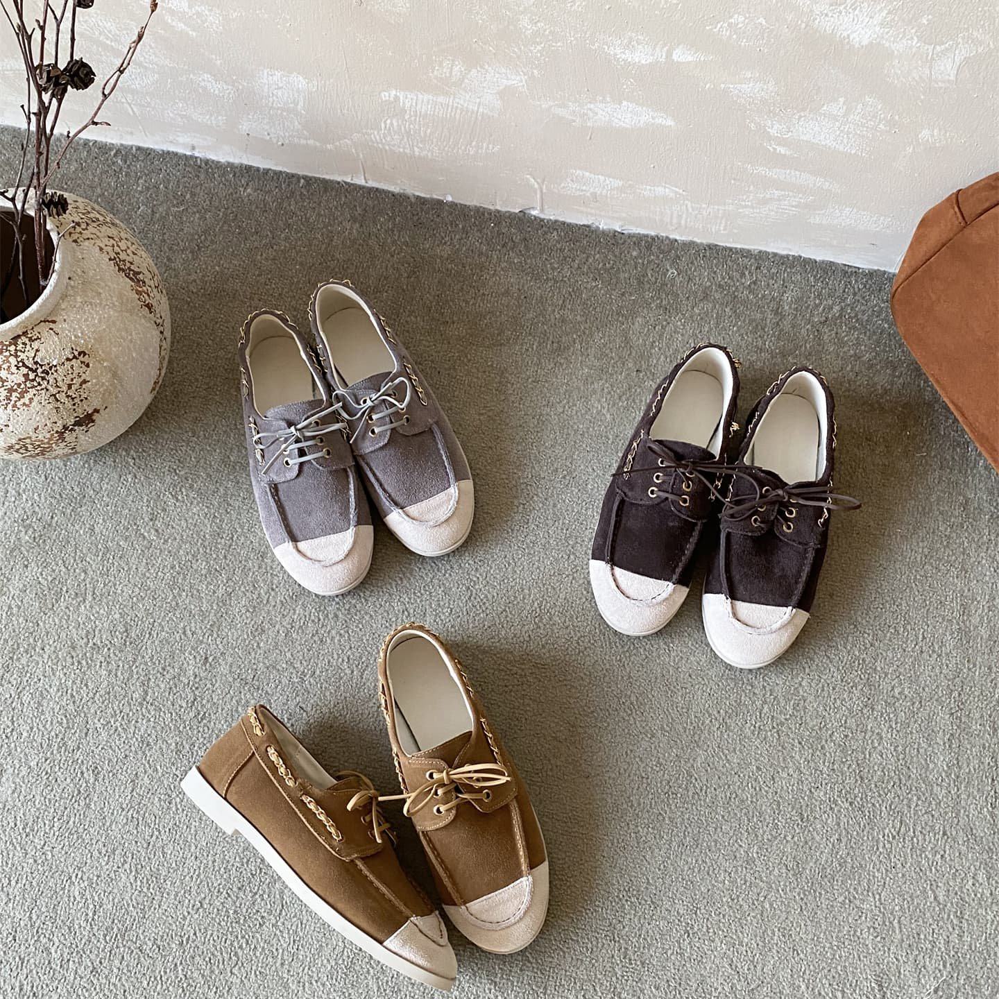 休闲风拼色牛津鞋女平底系带圆头百搭乐福鞋青年真皮深口单鞋布鞋,女鞋,牛津鞋/布洛克鞋/德比鞋,淘宝优惠券,粉丝福利购,淘宝优惠卷