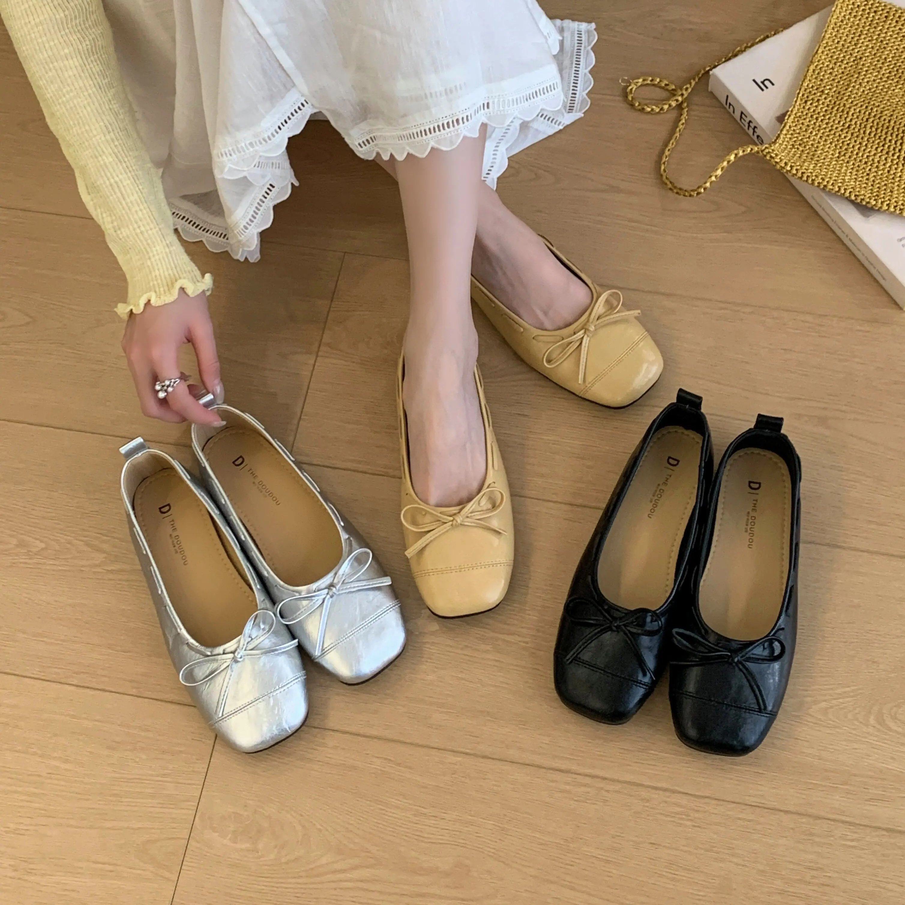 温柔风圆头蝴蝶结平底单鞋女软底一脚蹬芭蕾舞鞋通勤晚晚风孕妇鞋,女鞋,浅口单鞋,淘宝优惠券,粉丝福利购,淘宝优惠卷