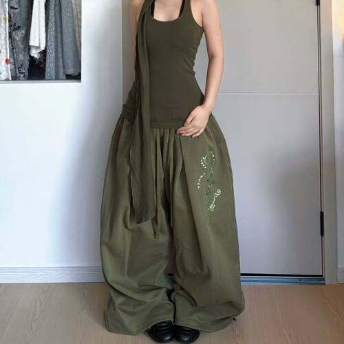 Bonheur韩系复古伞兵裤女宽松跳舞嘻哈垂感爵士jzza街舞休闲裤
