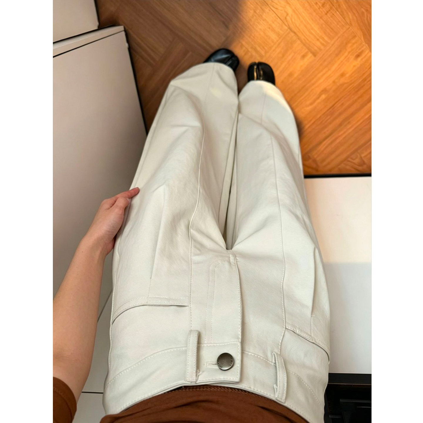 Bonheur韩系复古西装裤女卡其高级感高腰休闲阔腿显高显瘦直筒裤